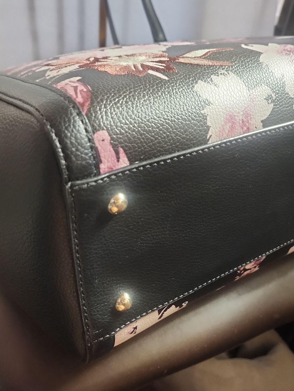 Karl Lagerfeld Shoulder Bag with Floral Panel & Studded Floral Cups Hangtag Euc - Picture 5 of 13